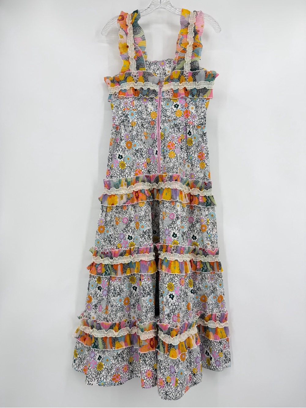 CeliaB Java Dress Midi Tiered Ruffle Cotton Multicolor Floral Size S - Picture 6 of 13